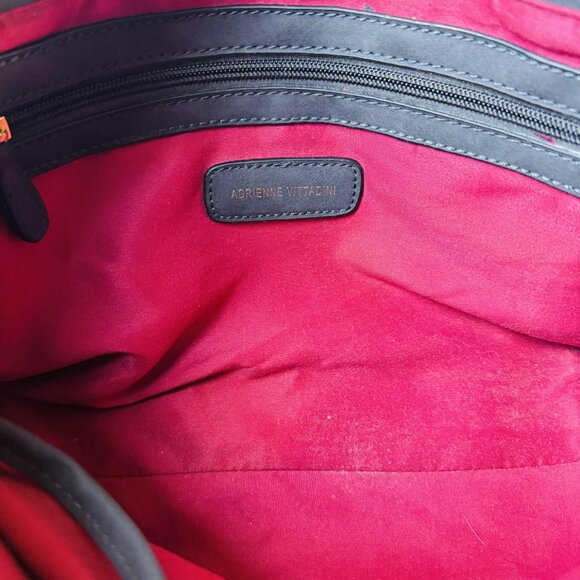 Adrienne Vittadini Black Woven Satchel Handbag with Gold Hardware - Picture 10 of 12